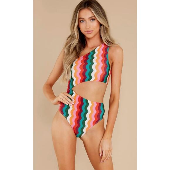 Beach Riot Womens Multi Celine Tropical Wave One Piece Swimsuit - Picture 1 of 5
